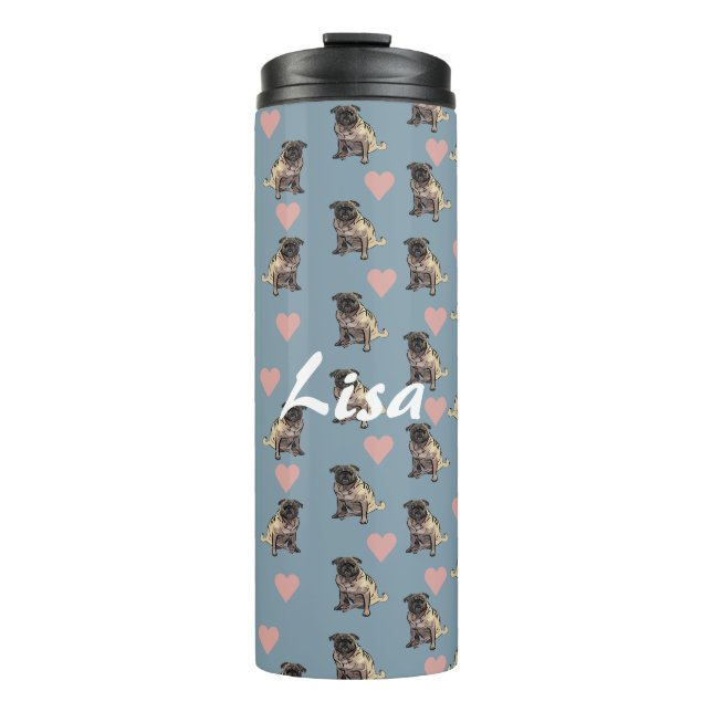 Möpse & Herzen Thermosbecher (Vorderseite)
