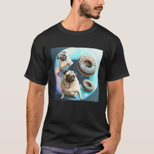 Möpse im Weltraum mit Donuts Süße Mops-Jungen Mädc T-Shirt