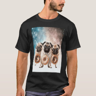 Möpse im Weltraum mit Donuts Süße Mops-Jungs Mädch T-Shirt