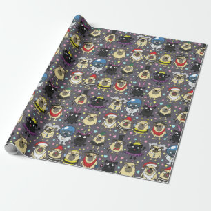 Möpsen in Kostümen Geschenkpapier