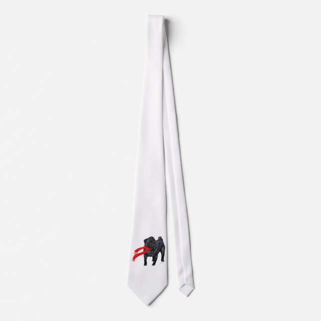 Möpsen in Rotem Scarf Krawatte (Vorderseite)