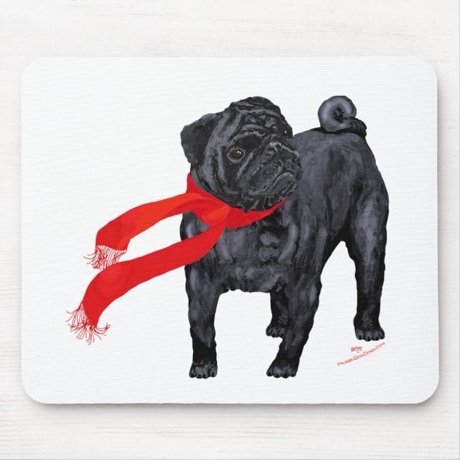 Möpsen in Rotem Scarf Mousepad (Vorne)