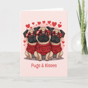 Möpsen und Kisses Valentinstag Mops Hunde Feiertagskarte