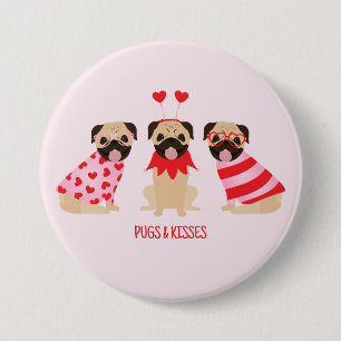 Möpsen und Küss Niedliche Mops Hunde Button