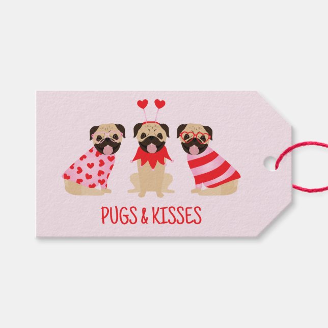 Möpsen und Küss Niedliche Mops Hunde Geschenkanhänger (Vorderseite (Horizontal))