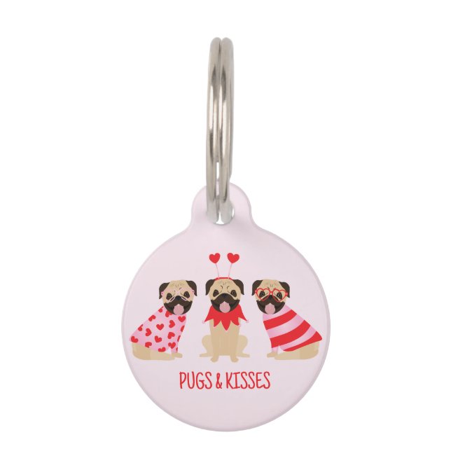 Möpsen und Küss Niedliche Mops Hunde Haustiermarke (Vorderseite)