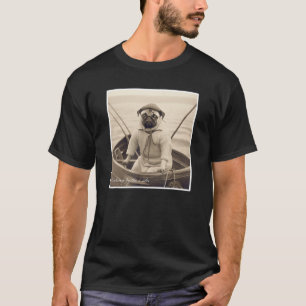Mopsfischen auf einem Boot Süß Vintage T-Shirt