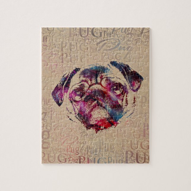 Mopshunddigital-Kunst Puzzle (Vertikal)