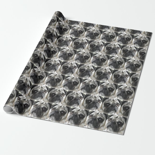 Mopshundemuster Geschenkpapier (Ungerollt)
