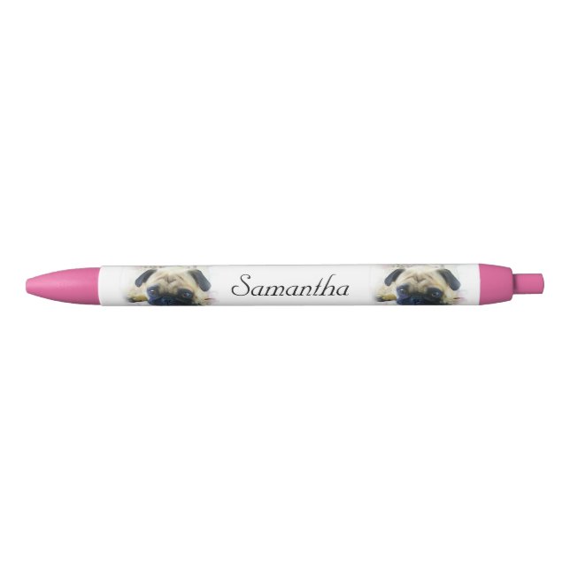Mopshunderoter personalisierter Stift (Vorderseite)