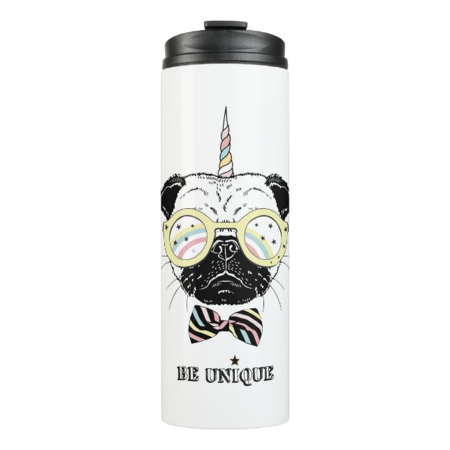 MopsUnicorn | ist einzigartig Thermosbecher (Vorderseite)