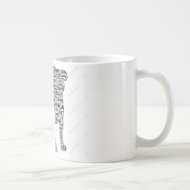 Mopswörter in der schwarzen Silhouette-Tasse Tasse (Rechts)