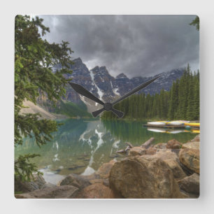 Moraine Lake Alberta Kanada Quadratische Wanduhr