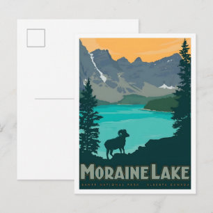 Moraine Lake Banff Kanada Vintage Kunst Reise Postkarte