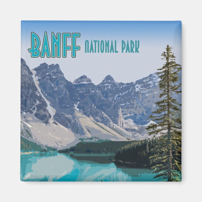 Moraine Lake Banff Nationalpark Kanada Vintag Magnet (Vorne)