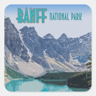 Moraine Lake Banff Nationalpark Kanada Vintag Quadratischer Aufkleber