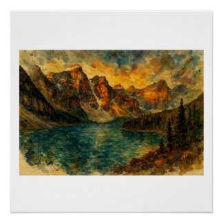 Moraine Lake bei Sonnenuntergang, Poster