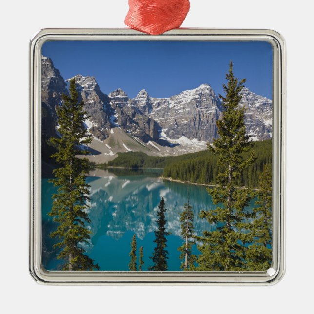 Moraine Lake, Canadian Rockies, Alberta, Kanada 2 Silbernes Ornament (Vorne)