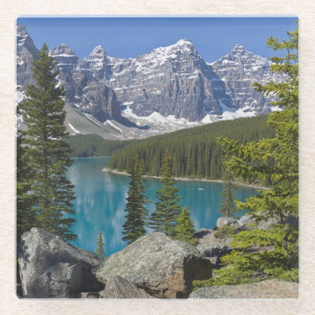 Moraine Lake, Canadian Rockies, Alberta, Kanada Glasuntersetzer (Vorderseite)