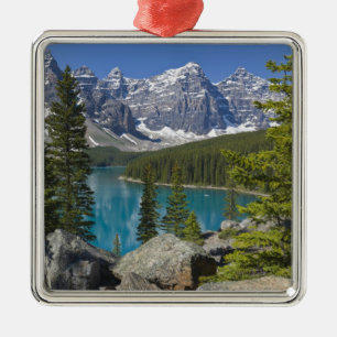 Moraine Lake, Canadian Rockies, Alberta, Kanada Silbernes Ornament