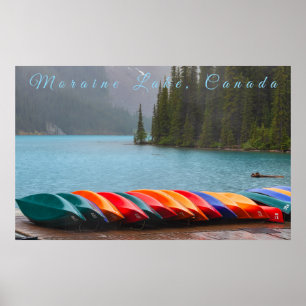 Moraine Lake Canoes Poster