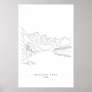 Moraine Lake Kanada Minimalistische Linienkunst Re Poster