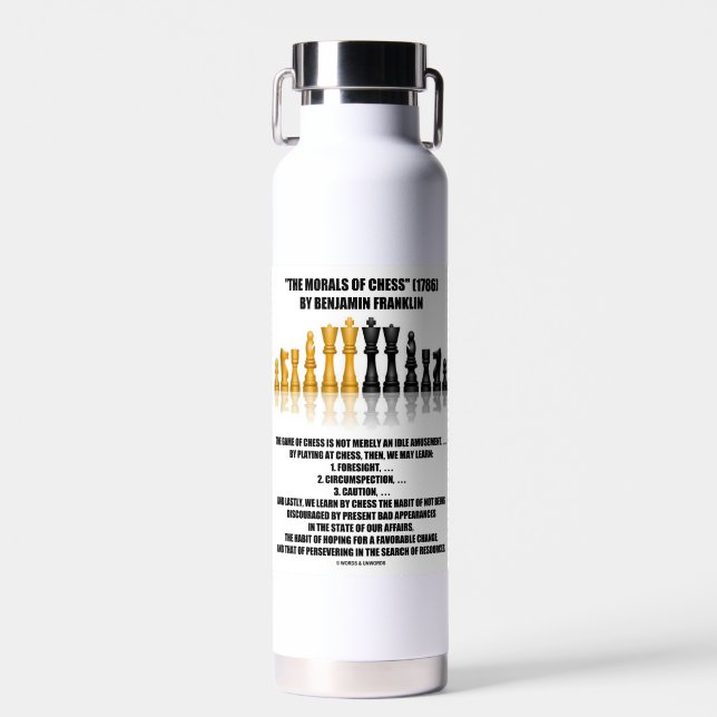 Morale des Schachs Benjamin Franklin Reflektives S Trinkflasche (Vorne)