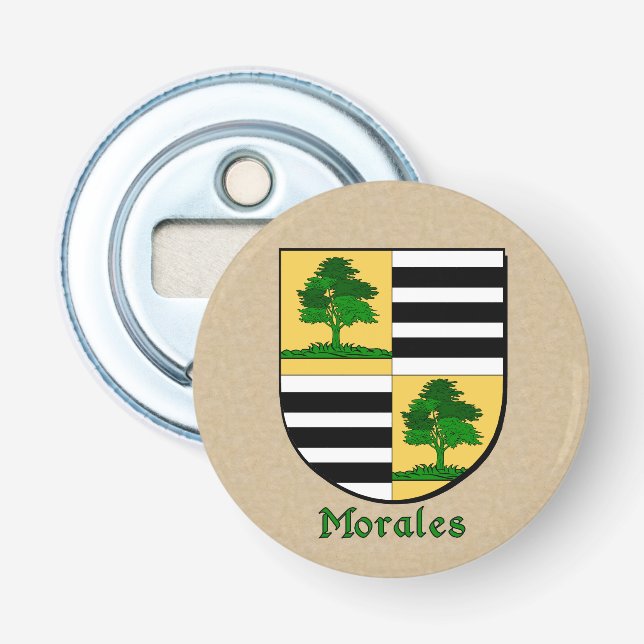 Morales Heraldic Arms on Parchstyle Back Flaschenöffner (Vorderseite)