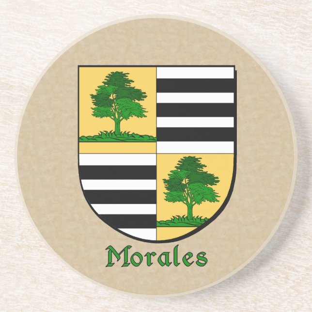 Morales Heraldic Shield Sandstein Untersetzer (Vorne)
