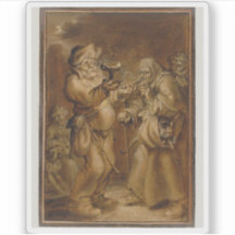 Moralisierende Szene mit einer alten Frau und eine