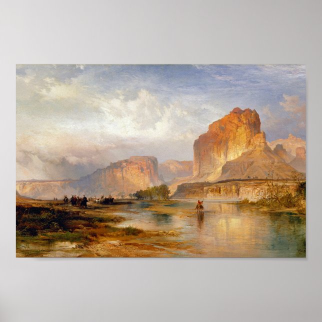 Moran Cliffs of Green River Painting Poster (Vorne)