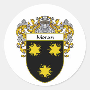 Moran Coat of Arms (Mantled) Runder Aufkleber