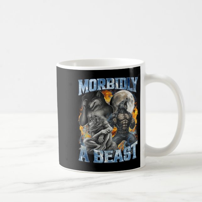 Morbidly A Funny Cringe Alpha Werewolf Wolf Meme  Kaffeetasse (Rechts)