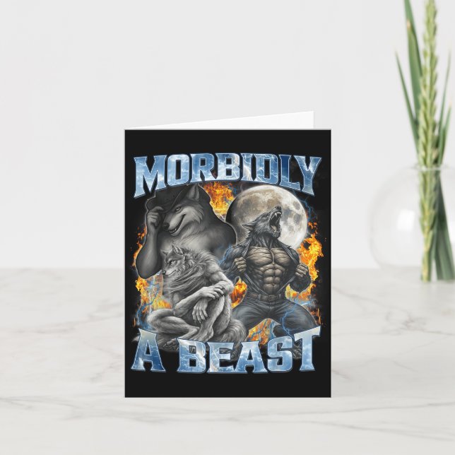 Morbidly A Funny Cringe Alpha Werewolf Wolf Meme  Karte (Vorderseite)