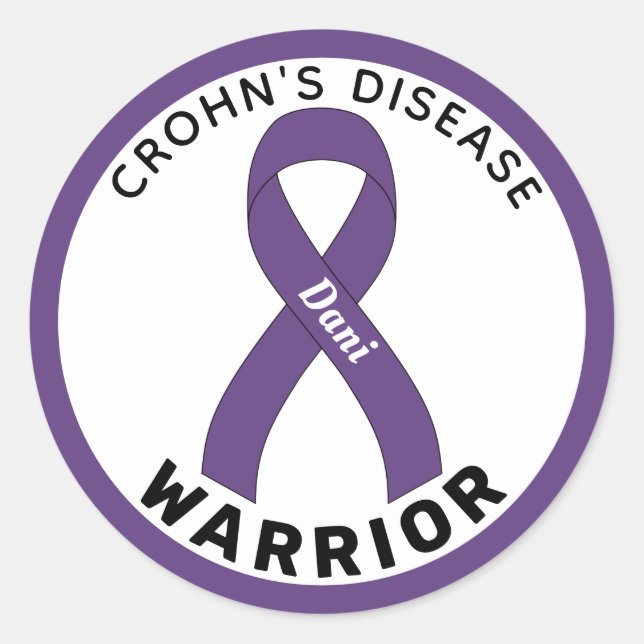 Morbus Crohn Warrior Ribbon White Round Sticker (Vorderseite)