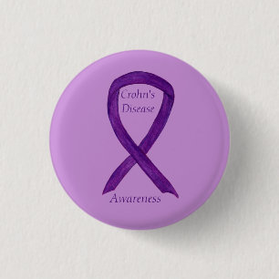 Morbus Crohn's Disease Awareness Lila Ribbon Custo Button