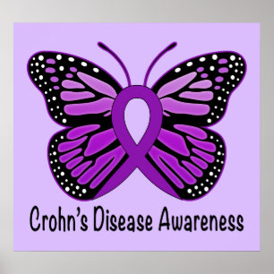 Morbus Crohn's Disease Butterfly Awareness Ribbon Poster