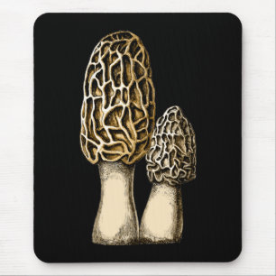 Morchel-Pilz Vintage-Botanik-Illustration Mousepad