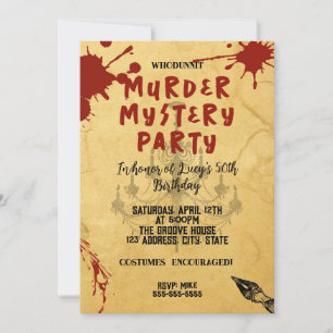 Mord an Whodunit mystery blutigen Party 40. 50. 60 Einladung