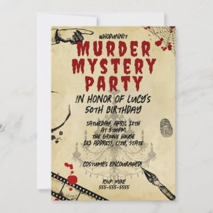 Mord an Whodunit mystery blutigen Party 40. 50. 60 Einladung