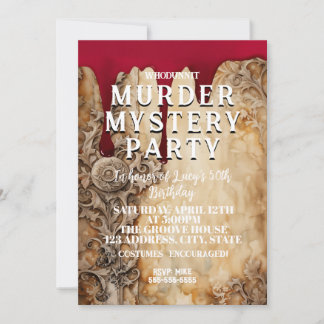 Mord an Whodunit mystery blutigen Party 40. 50. 60 Einladung