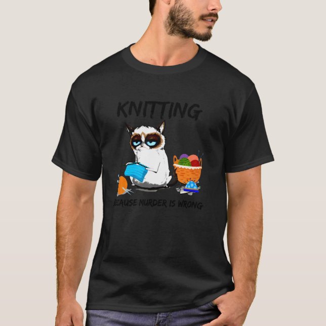 Mord ist ein falscher Meme Cat Strick T-Shirt (Vorderseite)