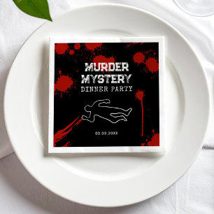 Mord-Mysterium-Abendessen mit Blutflecken Serviette