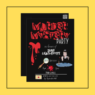 Mord Mystery Birthday Black Invitation Postcard Postkarte