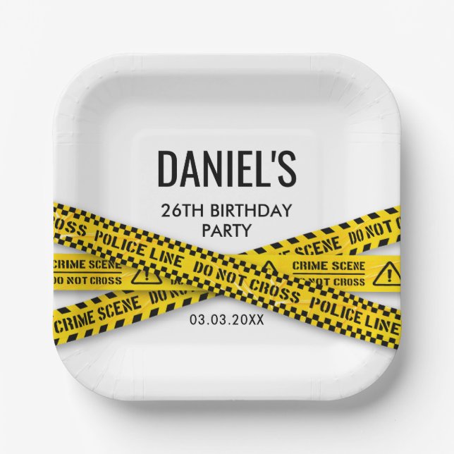 Mord Mystery Dinner Party Gelbe Polizeilinie Pappteller (Vorderseite)