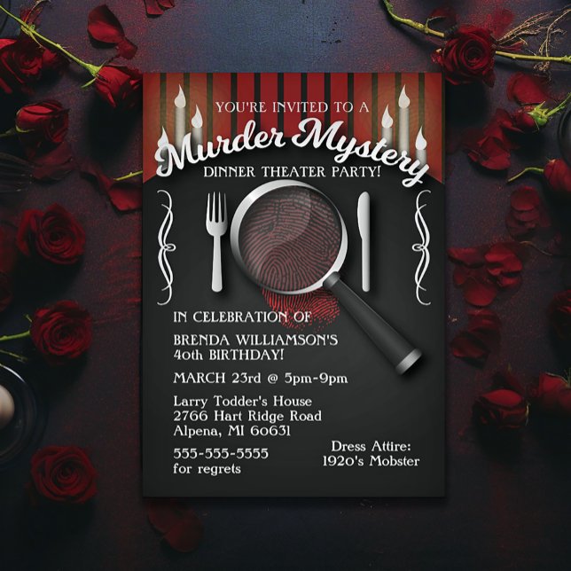 Mord Mystery Dinner Theater Party Einladung (Murder Mystery Invitation)