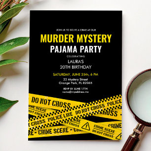 Mord-Mystery-Geburtstags-Pyjama-Party-Nacht Einladung