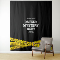 Mord Mystery Night mit gelben Polizeistreifen