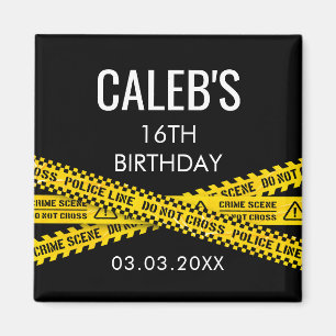 Mord Mystery Party Dinner Gelbe Polizeistreifen Magnet