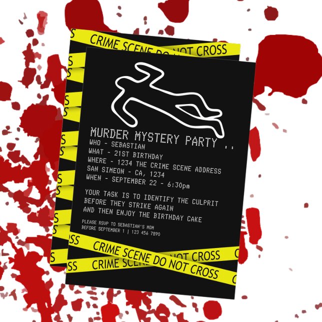 Mord Mystery Party Einladung (Murder Mystery Party Invitation from Ricaso. Ideal for birthdays, Halloween, Police themed events)